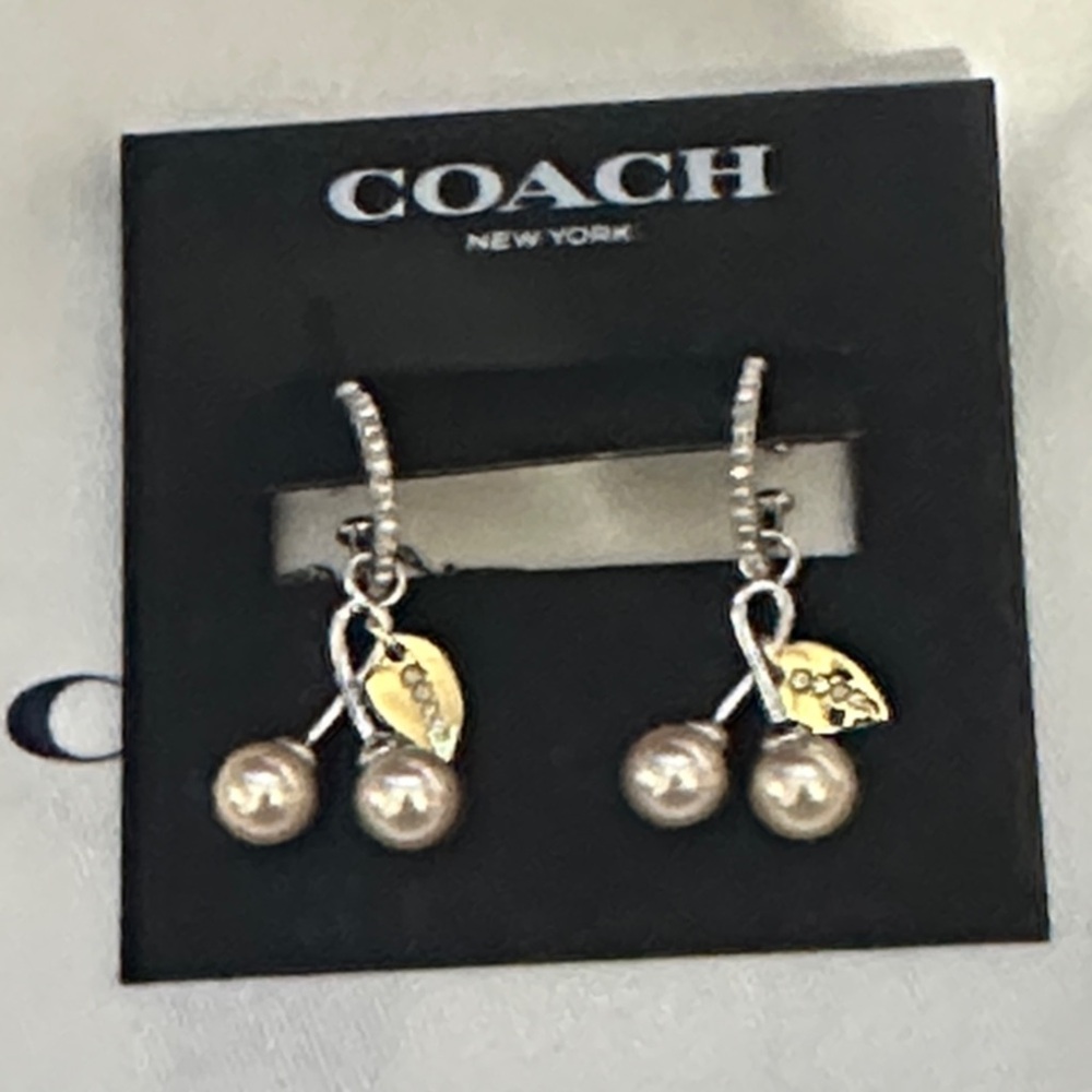 Coach Silver and Gold Cherry Drop Earrings - Picture 2 of 5